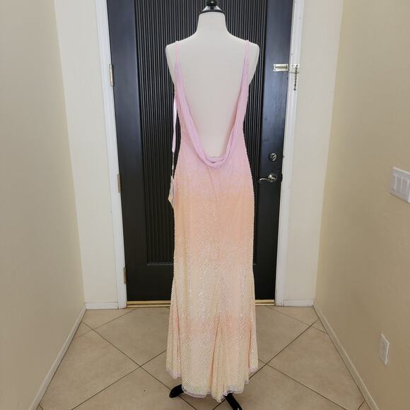 Mac Duggal 5763 Sunset Ombre Pink Sequin Open Back Maxi Gown Dress 10 - Picture 10 of 11